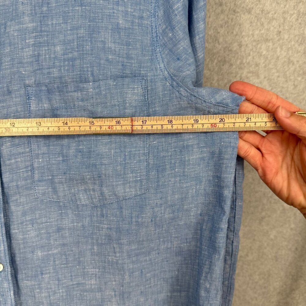 Just Jeans Womens 100% Linen Button Down Shirt Size 12 Blue Coastal Casual Beach - Picture 11 of 11